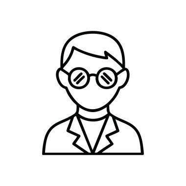Bilim adamı ya da Doktor Minimal Simge. Bir entelektüel, araştırmacı ya da sağlık uzmanını sembolize eden temiz vektör çizimleri. Bu, derin bilgi, profesyonellik ve akademik takibi iletir..