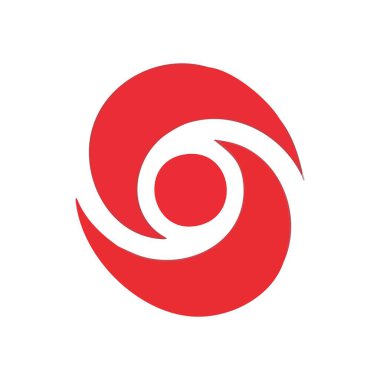 Dinamik Kırmızı Spiral Simgesi. Karanlık bir arka planda canlı kırmızı bir sembol, modern tasarım kavramları için somut bir hareket, yenilik ve merkezi bir enerji..