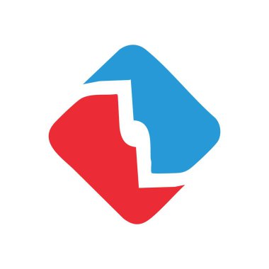 Soyut Kırmızı Mavi Bağlantı Tasarımı. Dinamik grafik canlı kırmızı ve mavi bir bağlantı içeriyor. Ortaklığı, dengeyi ve modern bütünleşmeyi simgeliyor. Markalar için ideal.