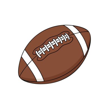 Amerikan Futbol Topu Simgesi. Kahverengi bir domuz derisinin canlı çizgi film tasviri. Bu ikonik oval küre atletizmi, rekabeti ve maç günü için ideal takım ruhunu sembolize eder..
