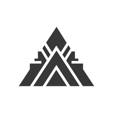 Modern Soyut Geometrik Tepe Tasarımı. Minimalist karanlık sanat eseri keskin açısal bir form sunuyor. Büyümeyi, dayanıklılığı ve başarıyı temsil eder..