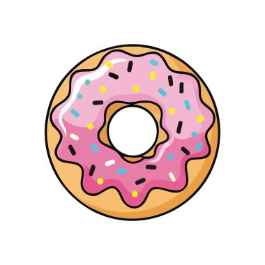Fındıklı Pembe Donut. Canlı krema ve renkli şekerleme malzemelerinin olduğu enfes bir hamur işi. Bu tatlı ikram neşeyi, hoşgörüyü ve mutlu anları simgeliyor..