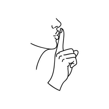 Sessiz Hareketi Koru. Ağzında işaret parmağı olan bir insan eli tam bir sessizlik çağrısını gösterir. Bu güçlü sembol sağduyu, sükunet ve sessiz kalma ihtiyacını temsil ediyor..