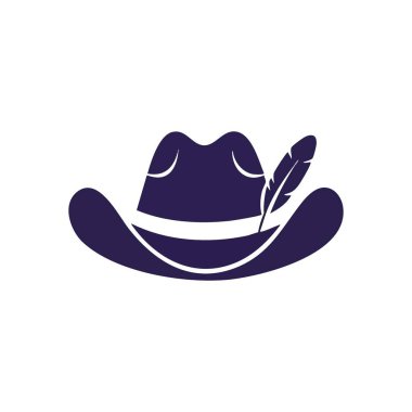 Tüylü zarif Violet Hat. Hassas bir tüyle süslenmiş bu şık başlık ikonu koyu bir arka planda karmaşıklık ve bireysellik havası taşır..