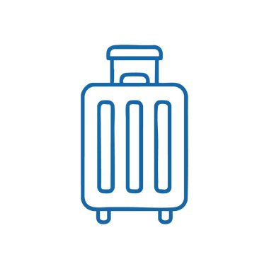 Seyahat Bavulu Taslak Simgesi. Kişisel bagaj eşyasının bu minimalist grafiği macera, tatil gezileri ve küresel keşifleri temsil ediyor. Tatil planlama için mükemmel..