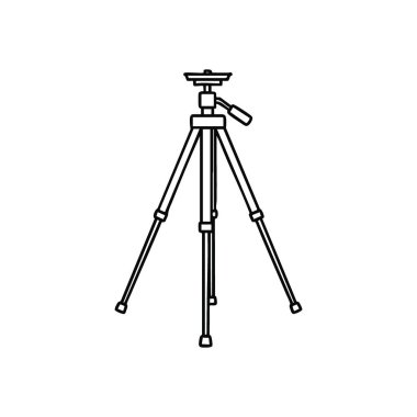 Gerekli Fotoğraf Desteği. Karanlık zemin üzerinde duran bir kameranın katıksız grafik tasviri kararlılığı, görsel sanatları ve mükemmel anları yakalamayı simgeliyor..