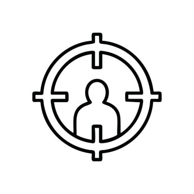 Odak Sembolü 'ndeki kişi. Bir bireyi net bir amaçla resmeden basit bir grafik. Müşteri segmentasyonunu, kullanıcı profillemesini veya hedef kitle tanımlamasını temsil eder.