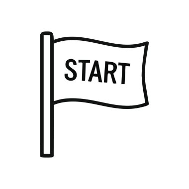 Bayrak Asgari Simgesini Başlat. Bu temiz grafik el sallayan bir pankartı gösteriyor. Herhangi bir girişim için yeni bir başlangıç işareti. İlerlemeyi ve yeni bir bölümü simgeler..