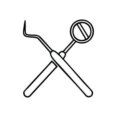 Diş aletleri grafiği. Oral bakım cihazlarının temiz tasviri. Profesyonel sağlık, hijyen ve genel sağlık hizmetleri sunar..