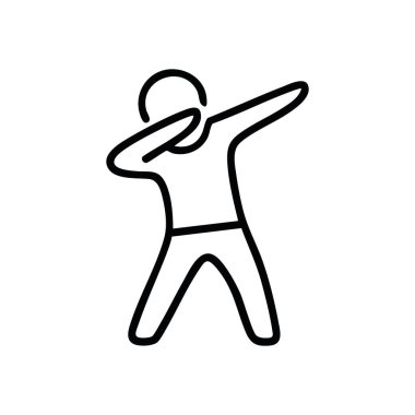 Stylize Zafer Poz Sembolü. Karanlık bir arka planda çarpıcı beyaz bir siluet, kutlama duruşu içinde iddialı bir bireyi tasvir ediyor. Bu modern grafik başarıyı, gururu ve.