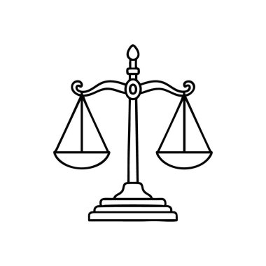 Adalet İkon 'u Ölçeklendirdi. Tartmalı bir aracın net grafik tasviri, hukuki ilkeleri, eşitliği ve dengeyi sembolize ediyor. Hukuk, ahlak ve adalet konuları için mükemmel..