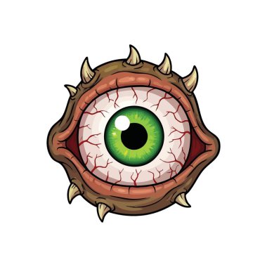 Korkunç Çizgi Film Canavarı Gözü. Görüntü huzursuz edici bir tetikte olma hissi uyandırıyor. Bu tuhaf küre canlı bir zümrüt iris ve tehditkar damarlar içeriyor, korkunç temalar için mükemmel..