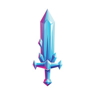 Kristal sihirli kılıç. Canlı renklerle parıldayan zarif bir silah. Fantezi oyun varlıkları için mükemmel. Cesaret, esrarengiz güç ve efsanevi arayışları somutlaştırır..