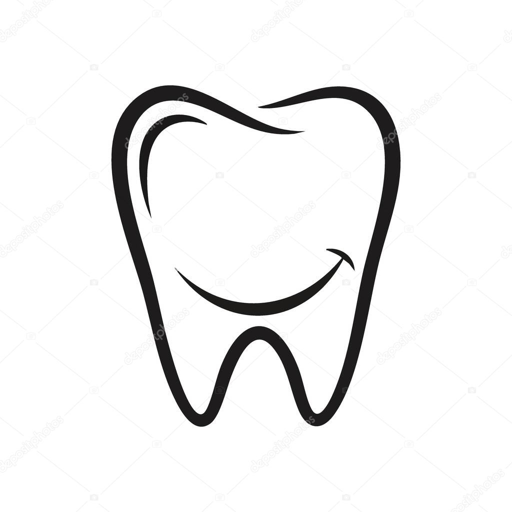 Happy Tooth Graphic Design. Minimalist artwork of a healthy oral structure with a pleasant grin, representing superb dental wellness, care, and a positive approach to hygiene.