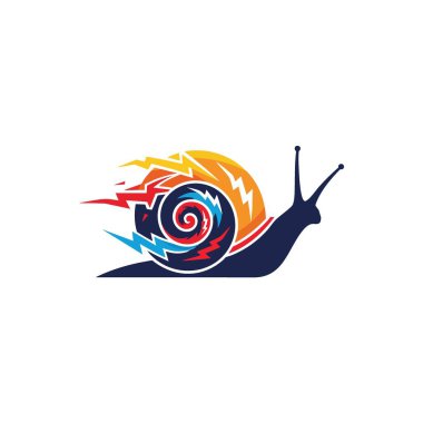 Şimşek Kabuklu Hızlı Salyangoz. Renkli cıvatalarla süslenmiş bir kabuğun yer aldığı hızlı bir gastropodun canlı bir çizimi. Hızlı ilerlemeyi, gücü ve geleneksel yavaşlığı sembolize eder..