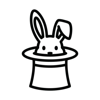 Silindir Şapkalı Sihirli Tavşan. Bu kaprisli illüstrasyon, resmi bir başlıktan çıkan büyüleyici bir tavşanı tasvir ediyor. Hayret ve illüzyon sanatını sembolize eder..