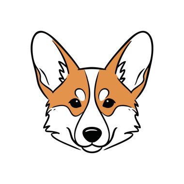 Şirin Corgi Köpek Kafası Çizimi. Çekici Galli Pembroke Corgi köpek çizimi, sevimli özelliklerini sergiliyor. Bu güzel grafik sanatı neşe ve sadakati çağrıştırıyor, çeşitli tasarımlar için mükemmel..