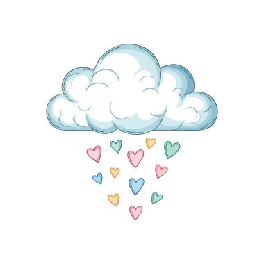 Seven Kalpli Nazik Bulut. Lezzetli, tüylü bir kitle, canlı kalp şekillerinden oluşan bir şelale yayar. Bakımı, mutluluğu ve şefkati temsil eder. Neşeli grafikler için mükemmel..