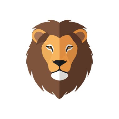 Görkemli Aslan Kafa Düz Stil Simgesi. Bu şekillendirilmiş orman çehresi gücü, cesareti ve liderliği simgeliyor. Cesur, minimalist bir grafik kedi görkemini temsil ediyor..
