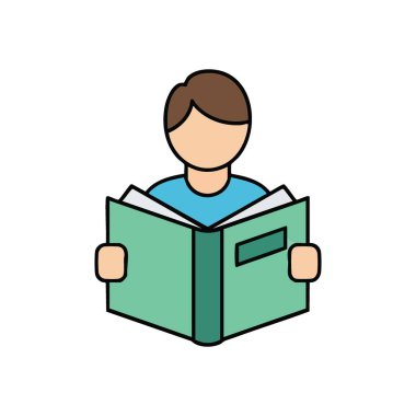 Açık Kitap İllüstrasyonu Okuyan Kişi. Bu illüstrasyon, açık bir ciltle derin bir çalışma içinde olan bir bireyi tasvir eder. Eğitimi, entellektüel gelişimi ve bilgi arayışını sembolize eder..