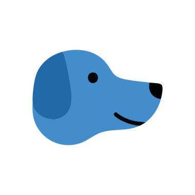 Dost canlısı Mavi Köpek Kafa Simgesi. Minimalist gök mavisi bir köpek resmi. Dijital medya, veterinerlik hizmetleri ya da çocuk markaları için ideal. Sadakat ve dostluğu simgeler..