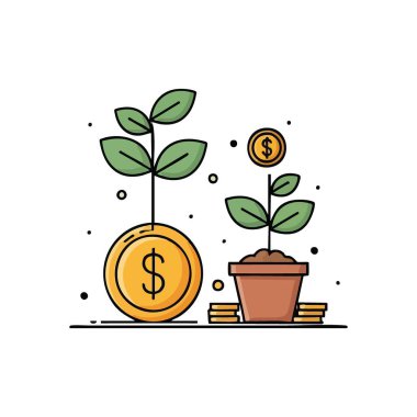 Finansal Büyüme Konsepti. Bu canlı görsel, parasal gelişimi, akıllı tasarrufu ve gelecekteki refahı sembolize eder. Mütevazı başlangıçlardan gelen bolluğu temsil eder..