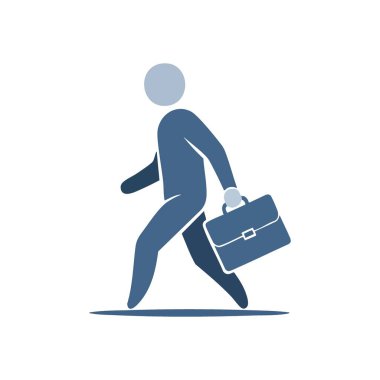 Dava ile Profesyonel Yürüyüş. Kurumsal bir bireyin yolculuğa çıkışının tasviri. Kariyer, günlük seyahat, iş ve mesleki hırsı temsil eder..