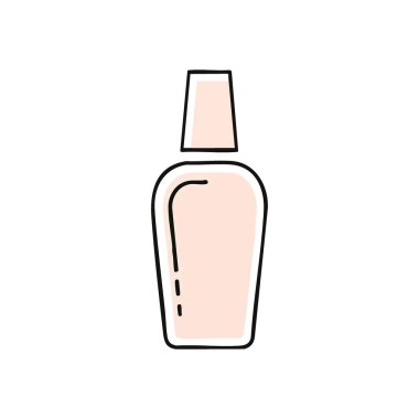 Çivi cilası şişe boyası çizimi. Kozmetik şişenin bu basit sanatsal tasviri temiz güzelliği ve kişisel ilgiyi çağrıştırıyor. Moda ve refah temaları için harika.