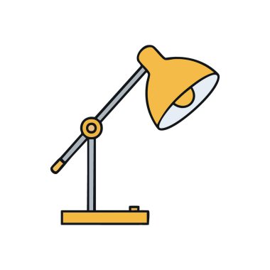 Masa lambası illüstrasyonu. Karanlık masa lambası grafiği. Aydınlatıcı fikirler için mükemmel. Bu modern tasarım, herhangi bir çalışma alanı için berraklık ve verimlilik taşır..