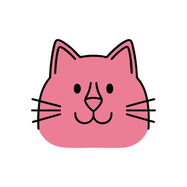 Şirin pembe kedi surat çizimi. Bu sevimli pembe kedi yavrusu çizimi minimalist bir tasarıma sahip, neşe ve çekicilik saçıyor. Çocuk temaları ya da eğlenceli kavramlar için mükemmel.