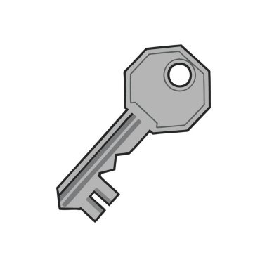 Erişim Kontrol Anahtarı Simgesi. Girmek için parlak, gri metalik bir nesne. Bu sembolik araç potansiyeli, güvenliği, keşfi ve yeni başlangıçları temsil ediyor..