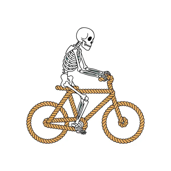 İskelet Binicileri İp Bisikleti. Çizgili ipten yapılmış eşsiz bir bisikleti pedallayan iskelet figürünün tuhaf bir tasviri. Hayatın zorluklarını ve azmini sembolize eder.