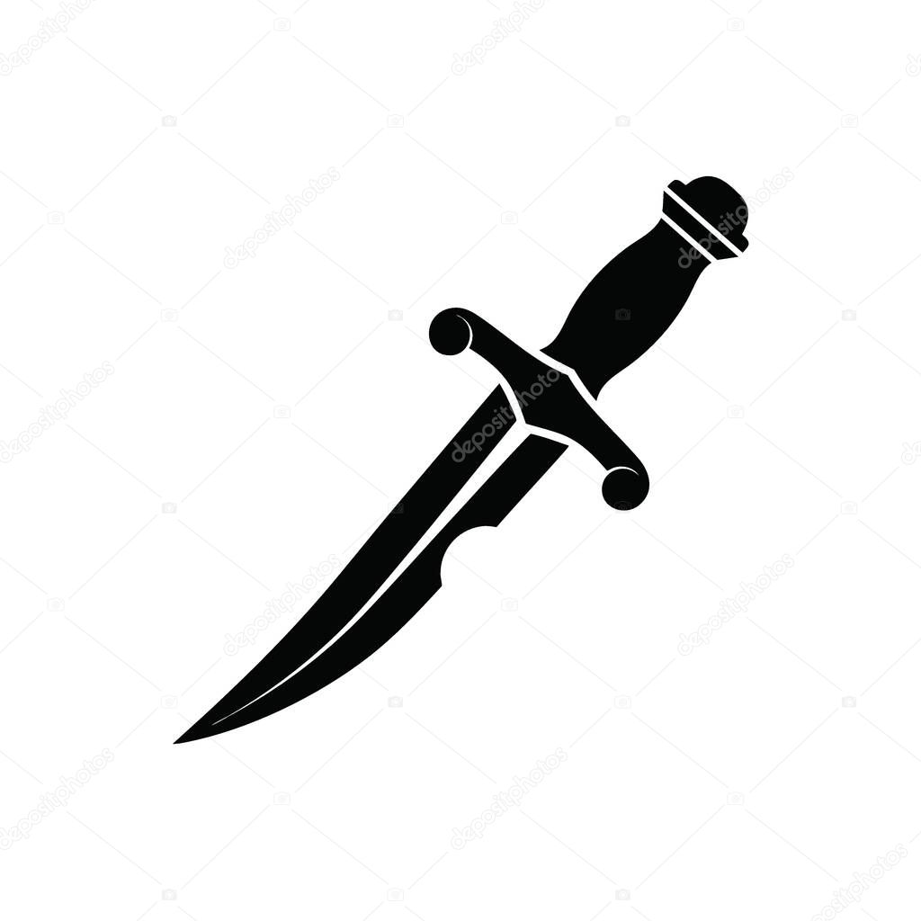 Ancient Blade Weapon Symbol. This striking illustration of a keen arm evokes a sense of historical conflict, valor, and perilous journeys. Excellent for gaming or themed projects.