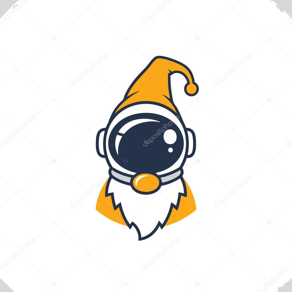 Astro Gnome Dreamer. A captivating emblem of a garden dweller in an astronaut's suit, symbolizing playful journeys through the cosmos and infinite imagination.