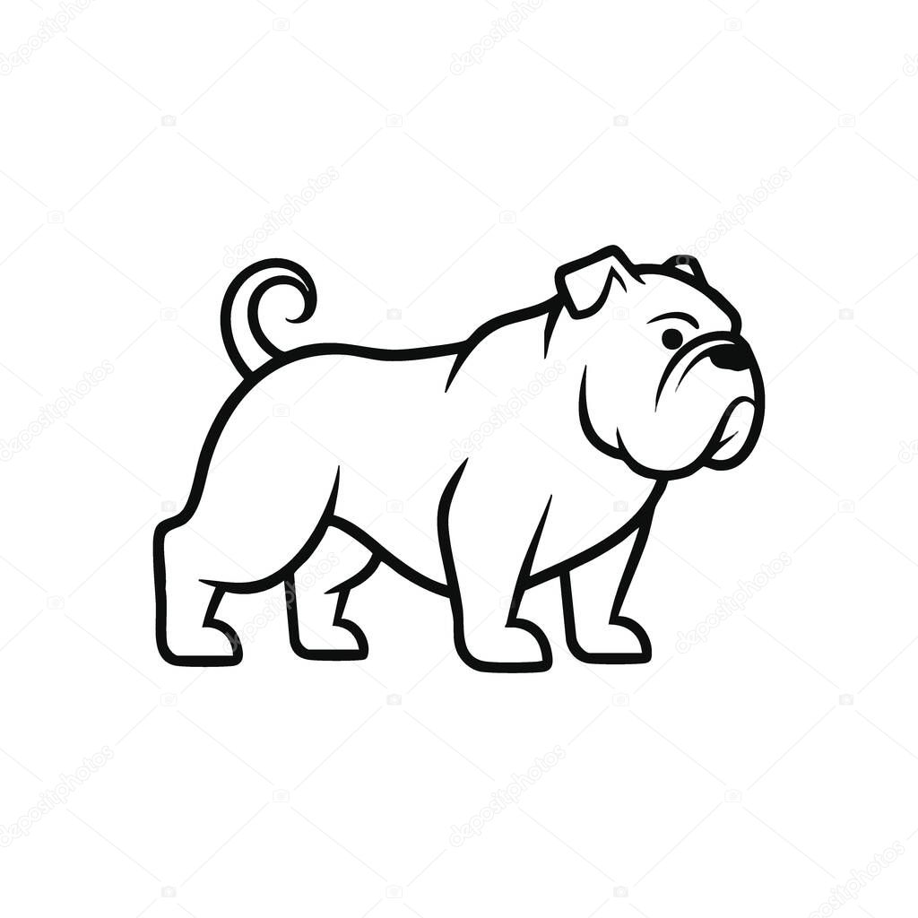 Majestic Bulldog Silhouette Icon. A powerful and noble canine design. This pet illustration embodies steadfastness and protection, ideal for branding or animal themed projects.