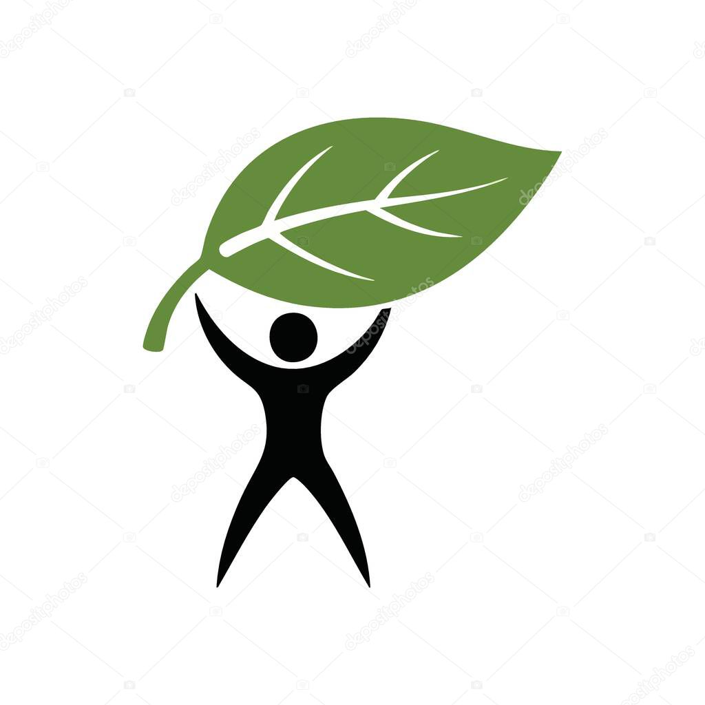 Simple Green Leaf Design. Minimalist organic emblem on dark background. This graphic represents ecological well-being, freshness, and sustainable living.