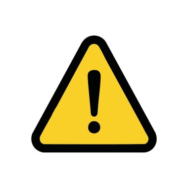 Uyarı Alarm Ünlem Sembolü. Siyah bir ünlem işareti olan göze çarpan sarı bir üçgen. Bu evrensel grafik, dikkatli, tehlikeli ya da önemli bir bilgiyi işaret eder..