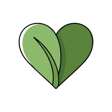 Yeşil Yaprak Kalp Tasarımı. Bu çevre dostu amblem, gezegene duyulan merhameti görsel olarak iletiyor. Sürdürülebilir yaşam, çevresel koruma ve genel olarak doğal refahı temsil eder..