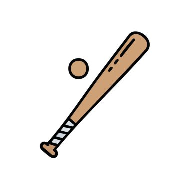 Klasik beyzbol sopası ve top sanatı. Bu zamansız spor grafiği kahverengi bir vuruş sopası ve yuvarlak bir oyun alanını tasvir ediyor. Eğlence, açık hava eğlencesi ve atletik tutkuyu temsil eder..