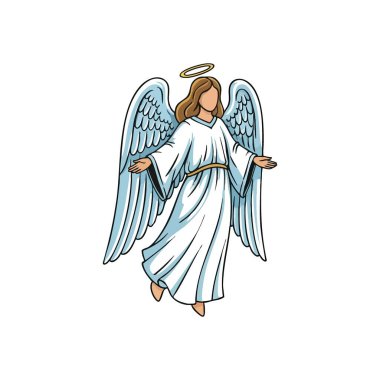 Kanatları ve Halo 'su olan kutsal melek. Bu göksel figür barışı, saflığı ve manevi korumayı temsil ediyor. Parlak Aureole ve tüylü uzantıları olan dingin, ilahi bir haberci..