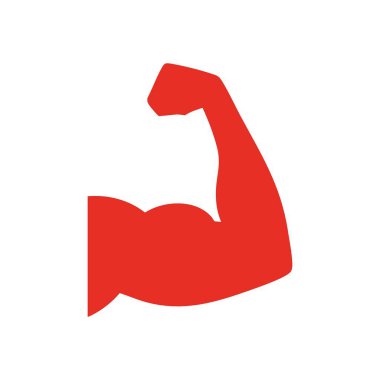 Kırmızı Esnek Kol Simgesi. Beyaz arka planda canlı kırmızı pazı amblemi. Güç, kararlılık ve fiziksel kapasiteyi temsil ediyor. Fitness, sağlık ve protesto temaları için ideal.