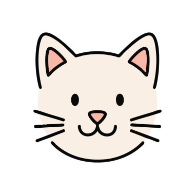 Sevimli Kedi Başı İllüstrasyonu. Bu sevimli evcil hayvan portresi büyüleyici bir kedi yavrusu içeriyor. Basit tasarımı sıcaklığı, neşeyi ve masumiyeti çağrıştırıyor. Çocuklar ve hayvan severler için mükemmel..