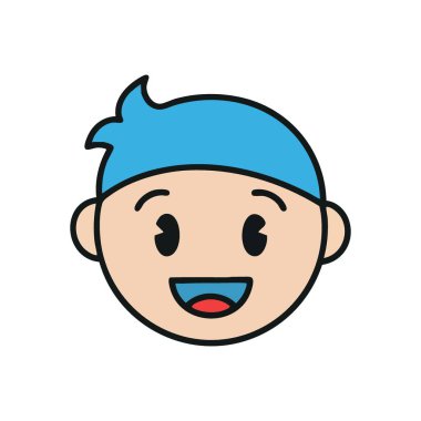 Neşeli Genç Çocuk Yüzlü Avatar. Saf memnuniyet ve eğlenceyi tasvir eden sırıtan bir gencin hoş bir çizimi. Dijital projeler veya eğlenceli markalaşma için ideal.