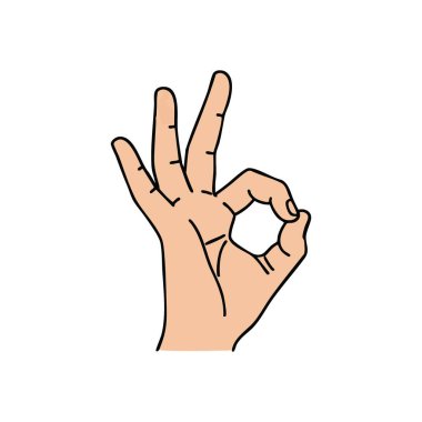 Mükemmel tamam el hareketi. Bu grafik, mükemmellik ve onaylama için evrensel sembolü oluşturan bir insan palmiyesini tasvir ediyor. Başarı, kalite ve tatmin duygusunu iletir..