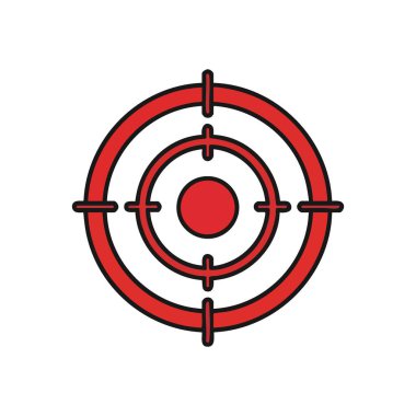 Hassas Hedef Sembol Simgesi Simgesi. Bu canlı nişan alma grafiği hedefleri, doğruluğu ve odak noktasını gösteriyor. Başarı ve stratejik planlama kavramları için ideal.