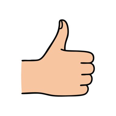 El Sinyali Olumlu Başparmaklar. Neşeli bir insan eli grafiği yukarı doğru hareket ediyor. Bu evrensel sembol onay, uzlaşma ve genel tatmini simgeler. Konseptler için mükemmel..
