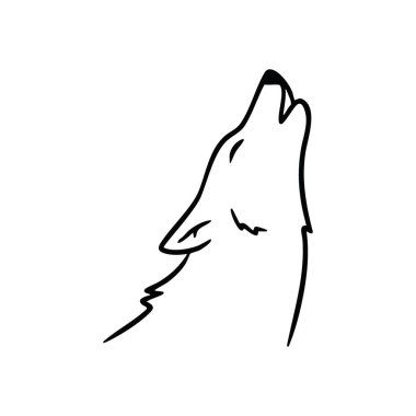 Uluyan Kurt Silueti Çizimi. Vahşi bir yırtıcının zarif bir sanat tasviri. Sesi doğaya güçlü bir çağrıyı çağrıştırıyor. Bu görüntü özgürlüğü ve gücü temsil ediyor..