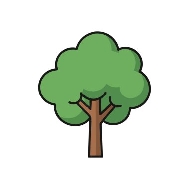 Canlı Yeşil Ağaç Grafiği. Bu büyüleyici bitki zengin yeşil bir gölgelik ve sağlam kahverengi bir gövdeye sahiptir. Büyümeyi, yaşamı ve doğanın özünü sembolize eder.