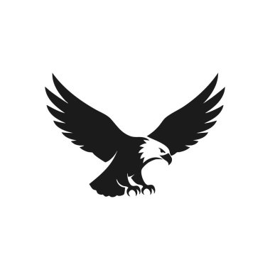 Görkemli Kartal Silueti. Bu vurucu kara yırtıcı kuş, muhtemelen bir kartal ya da şahin, dinamik bir uçuş pozisyonunda. Gücü, özgürlüğü ve keskin görüşü somutlaştırır..