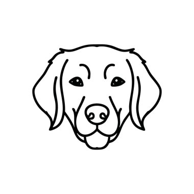 Sadık Köpek Başı Çizimi. Karanlık bir arka planda, dostluğu ve bağlılığı simgeleyen, evcil hayvanın yüzünün nazik beyaz bir taslağı. Hayvan temaları için ideal.